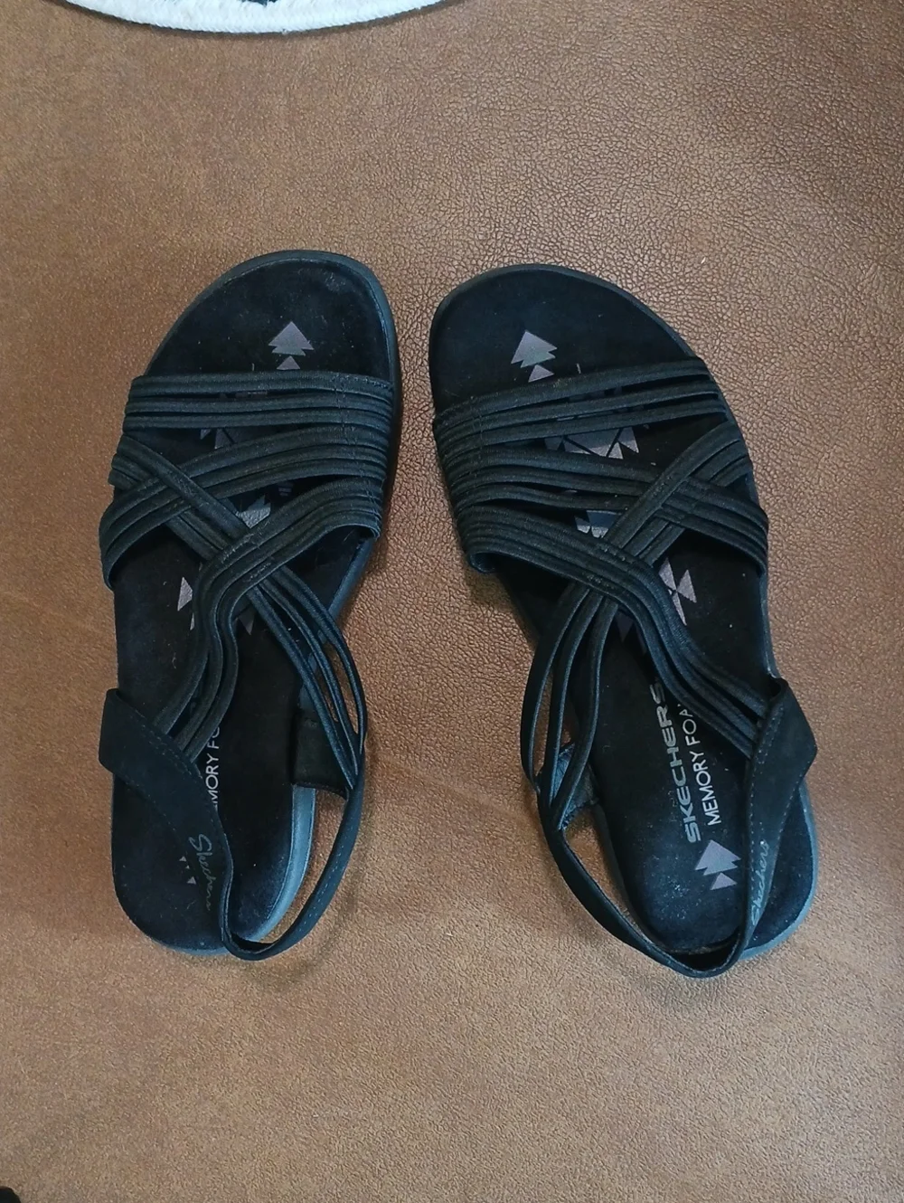 Skechers Black Strappy Memory Foam Kids Sandals